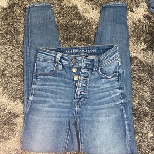 These are American Eagle jeans, size 00, no rips